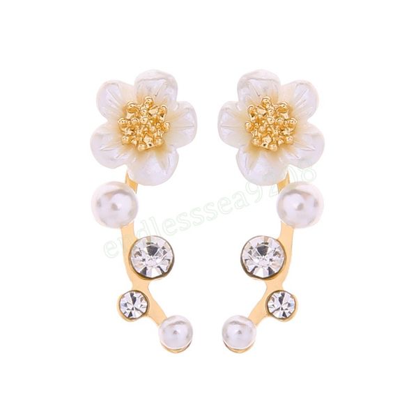 

trend fashion flower pearl exquisite stud earrings for woman girl's daisy earrings elegant jewelry party, Golden;silver