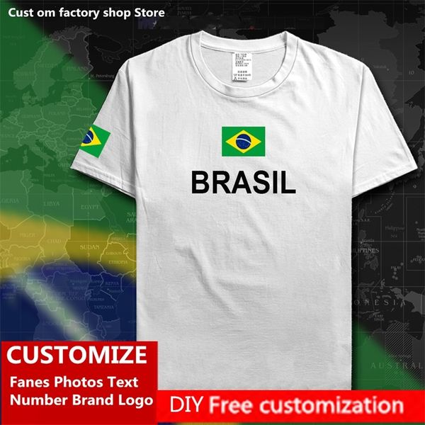 T-shirt in cotone brasiliano Tifosi in jersey personalizzato Nome fai da te Numero Marca Moda Hip Hop T-shirt casual allentata REGGISENO Palestre brasiliane 220616gx