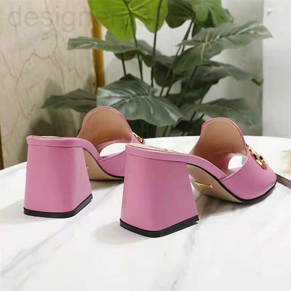

designer sandals design fashion women's sandals slippers leather thick heeled shoes 34-41 luxury atmosphere you are worth having, Black