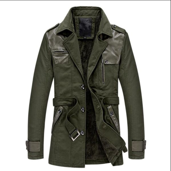 

men's trench coats classic autumn and winter lapel single-breasted men's coat fashionable buttons decorate a long european simple, Tan;black