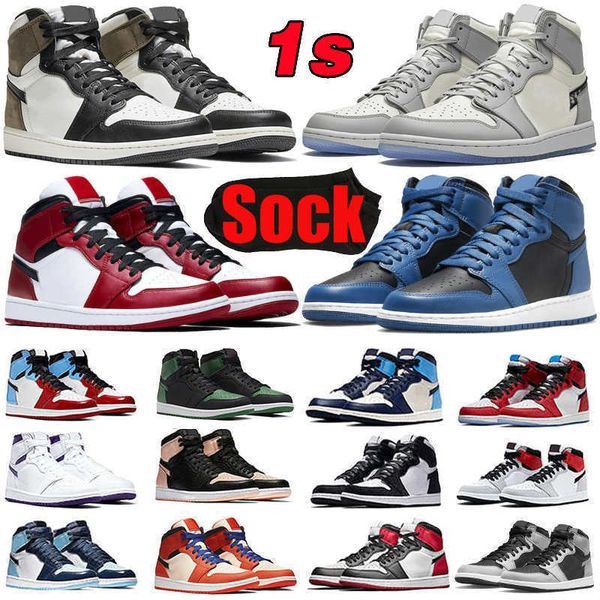

1 dark mocha 1s mens basketball shoes heritage sneakers bred patent royal fragment university blue hype royal shadow men women, Black
