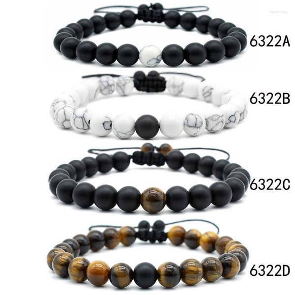 Fili di perline 8mm Occhio di tigre Bracciale regolabile in pino bianco Gioielli di moda da uomo Chakra Yoga Pietra preziosa Kent22