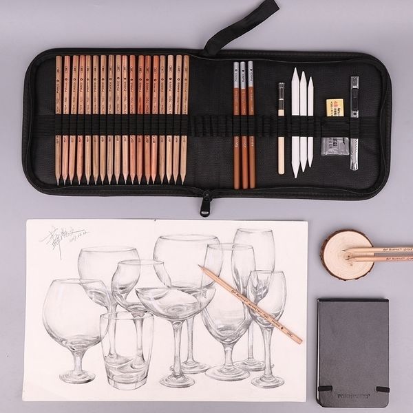 Marco Sketch Set di matite Kit da disegno per schizzi professionali Sacchetti di legno per studenti delle scuole pittori Forniture d'arte Y200709