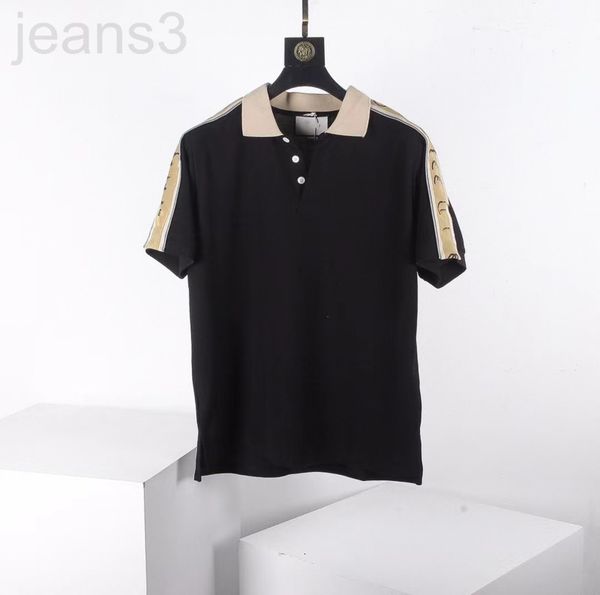 

men's polos designer high set double g side reflective webbing polo short sleeve beige black yuan standard package oktg, White;black