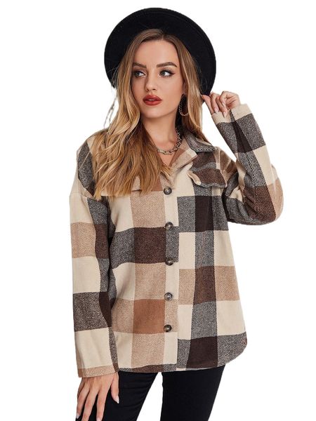 

ziai plaid drop shoulder flap detail coat y2bu#, Black