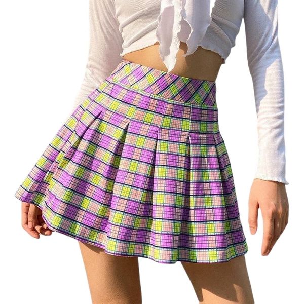 

spring summer women fashion high waist plaid skirt ladies female stylish for shopping daily wear skirts z6ir#, Black