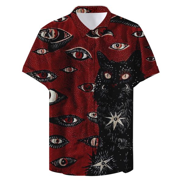 

summer hawaiian beach funny eyes cute print custom casual shirt 220606, White;black