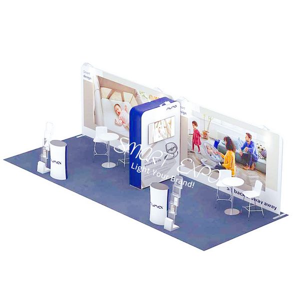 

tension fabric media advertising display trade show exhibit kit for 8x3m floor cover
