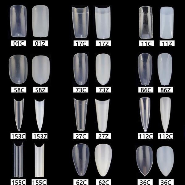 False unhas 10bags 500pcs/bolsa atacado branco/transparente de capa completa/meia capa de acrílico caixão francês dicas de unhas longas/curtas Pressione no Nailsfalse