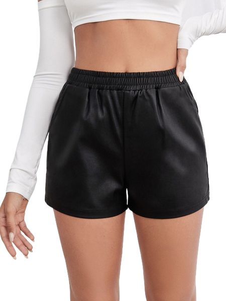 

elastic waist denim shorts b0gq#, White;black