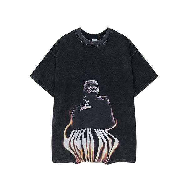 

hip hop t shirt short sleeve tee vintage printed men women t-shirt tee, White;black