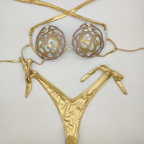 

venus vacation diamond hollow out bikini set rhinestone sexy women swimwear push up new bathing suit beachwear