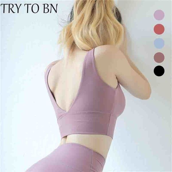 

try to bn bars for women 5 colors fashion push up deep v casual fitness bars solid underwear sujetadores mujer y200415, Red;black