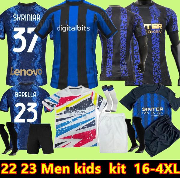 

22 23 inter 3rd dzeko soccer jersey brozovic fans kit vidal barella lautaro eriksen alexis hakimi 2021 2022 skriniar player version football, Black;yellow