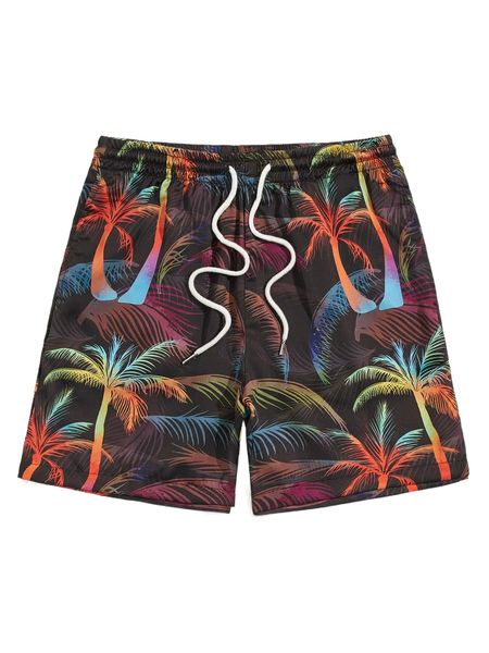 

men drawstring waist tropical print shorts p1ne#, White;black