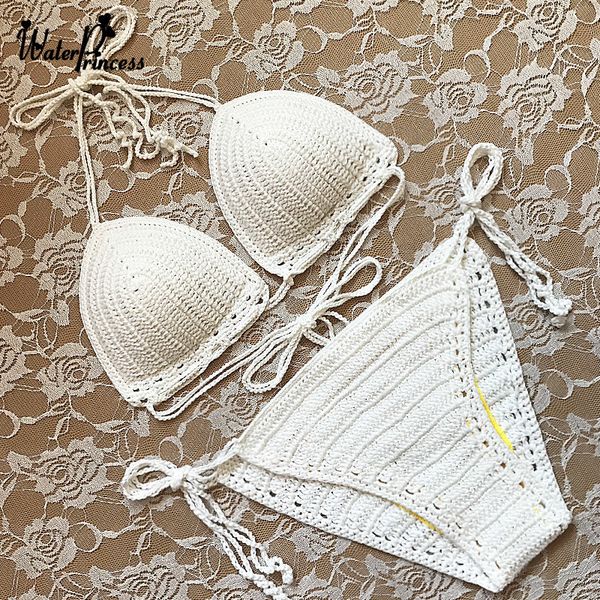 

white bikinis handmade crochet bikini set women swimwea female summer swimsuit tankini bather ladies bathing suit 220611, White;black