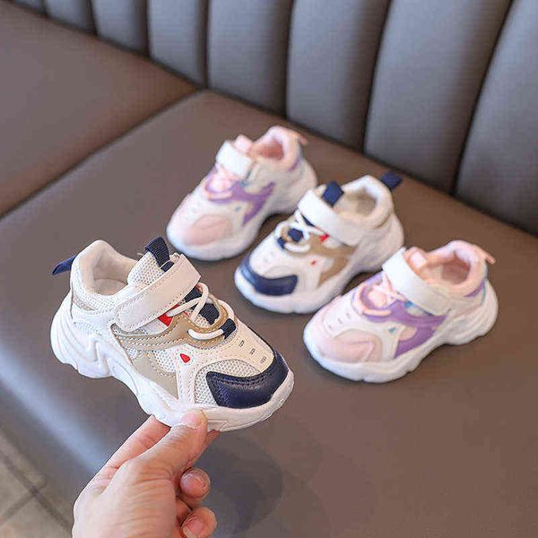 

2022 spring new children's sneakers boys breathable mesh shoes korean fashion girls tenis infant kids for girl y220510, Black;red