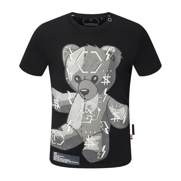 

men's t-shirts new pp short sleeve t-shirt pure cotton round neck breathable men's clothes slim fit trendy brand diamond, White;black