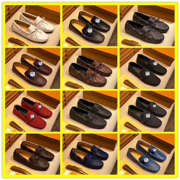 

luxury l genuine leather men loafers shoes slip on flats driving shoes classic design casual fashion outdoor mens shoe size eur 38-46, Black