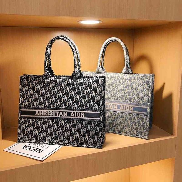 

new embroidered canvas shopping bag letter vintage handbag one shoulder women's bag