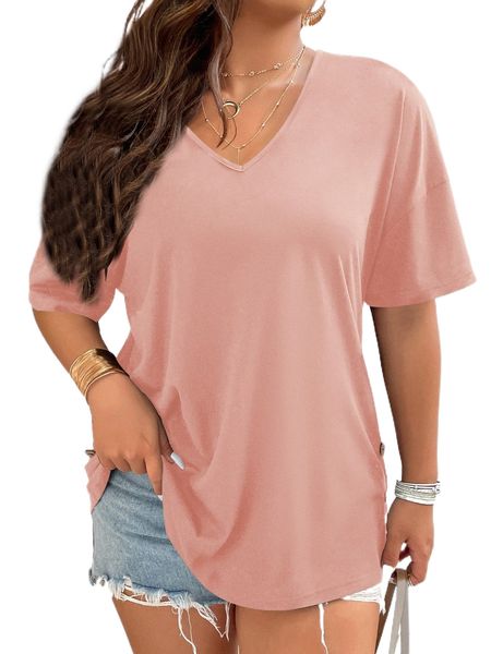 

plus solid drop shoulder tee r6yo#, Black