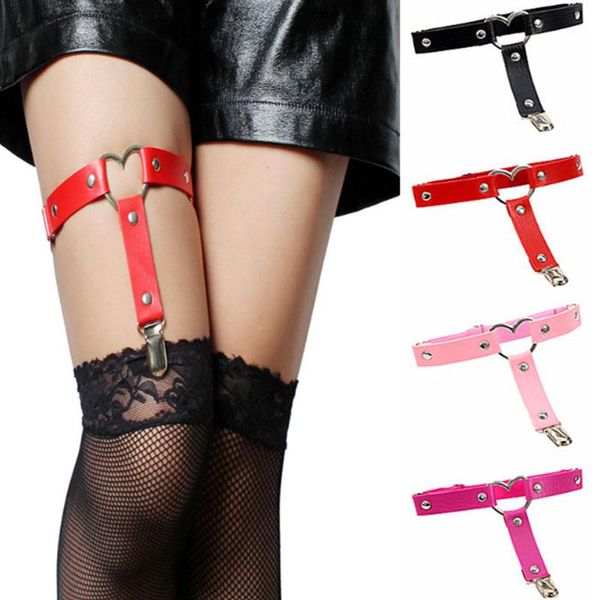 Kemerler punk kalp Aşk şekilli seksi pu deri jartiyer kadınlar bayan harajuku vücut kablo demeti sıkı askı kayışları hip hop bacak ringbelts