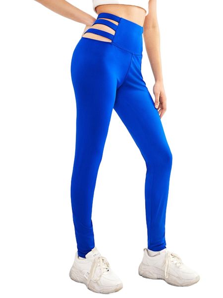 

laddering strap waist solid leggings 98p4#, White;black