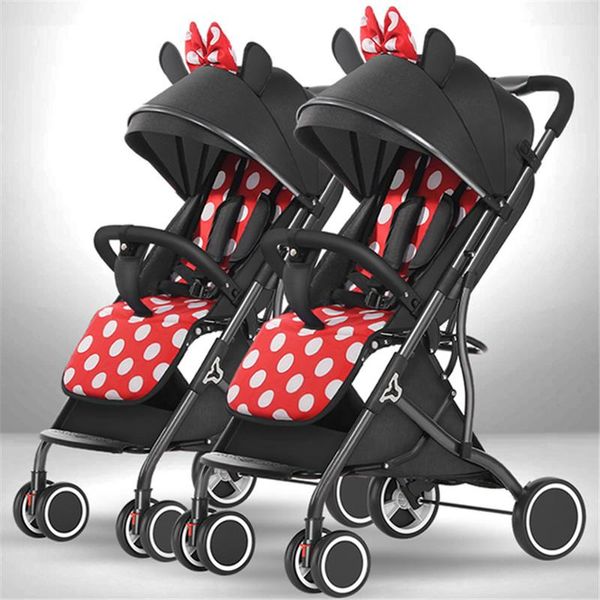 Carrinhos # BETSOCCI Twin Baby Multi-feet Stroller Leve Dobrável Duplo Assento, Reclinado e Destacável Segunda Venda como Bolos Quentes Designer