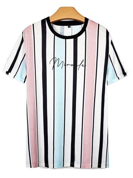 

men striped & letter graphic tee d2j0#, White;black