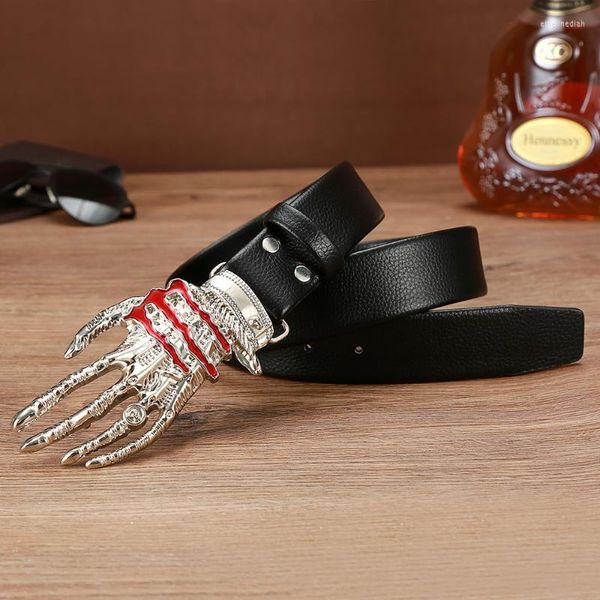 Cinture Western Cowboy Teschio Artiglio In lega di zinco Fibbia per cintura PU Pelle Uomini e donne Lo stesso regalo DecorazioneCinture Emel22