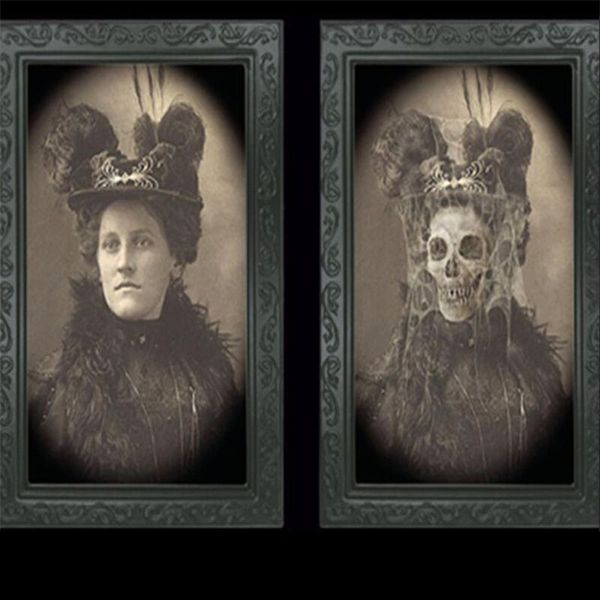 Decorazione per feste Cornice per foto di fantasmi 3D Oggetti di scena per Halloween Forniture per artigianato horror Decorazioni per cambiare volto Ritratto in movimento Po