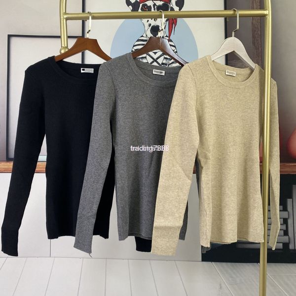

women's knits & tees []bc autumn and winter round neck wool knitted slim bottomed sweater, White