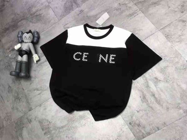 

70% off factory direct online cel's spring and summer 2022 new round neck straight tube loose color matching checkerboard embroidery ve, White