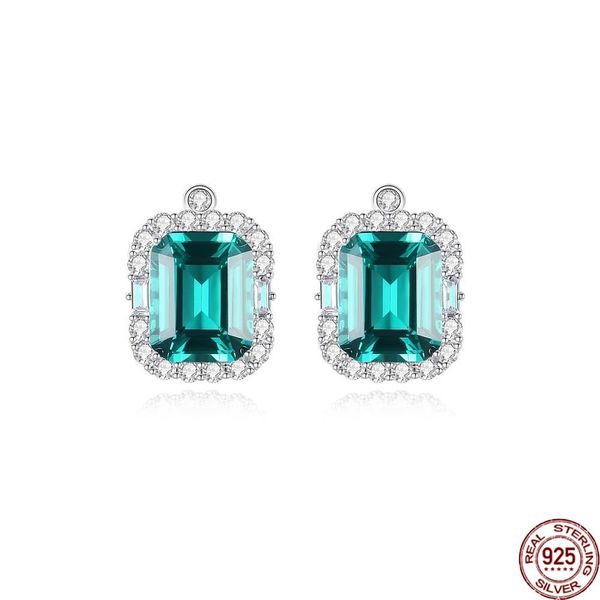 

new fashion 925 sterling silver stud earrings for women fine jewelry square z gemstone brincos bijoux christmas gifts, Golden;silver