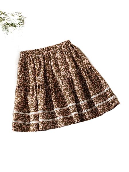 

ditsy floral contrast lace detail skirt e5nc#, Black