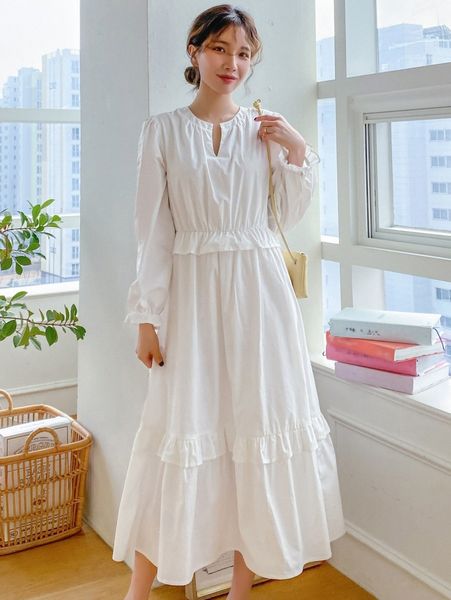 

dazy notched neck flounce sleeve ruffle hem dress j5et#, Black;gray