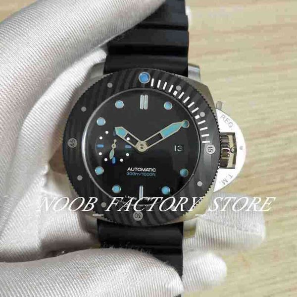 

factory watch sells 47mm black face rubber strap super p 799 mechanical automatic movement fashion mens watches with origina box, Slivery;brown