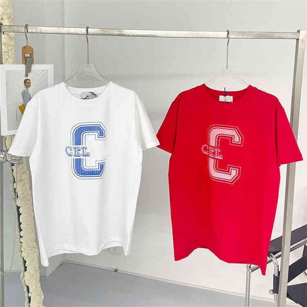 

2022 new special offer model 22 spring and summer cel large c-letter printed round neck loose leisure fashion aging couple short sleeve t-sh, White