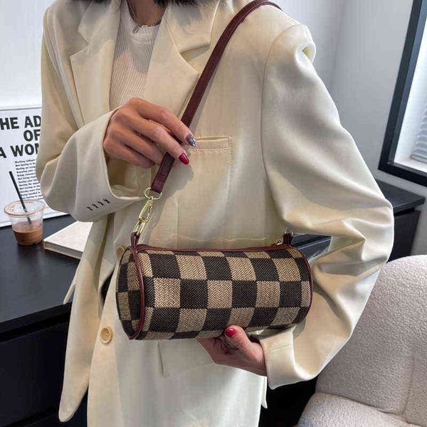 

2022 casual women's shoulder bags small new fashion autumn winter diagonal single underarm cylinder bag lady travel purses and handbags