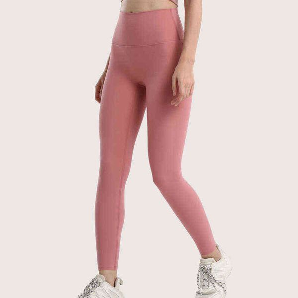 

naked feeling no embarrassment line yoga pants women's high waist hip lifting elastic sports tights double side hair grinding fitness, Gray