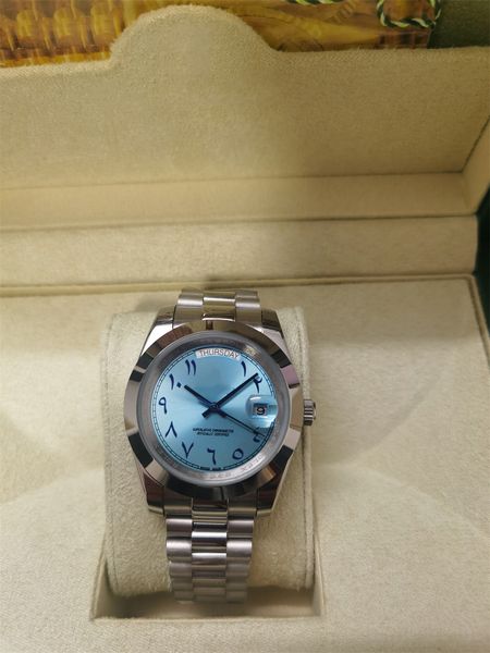 Orijinal Kutu Erkek İzle BP 228206 Platinum 40mm Günlük Buz Mavisi Arapça Nadir Dial Otomatik Moda Erkekler Saat Katlanır Mekanik Saatler