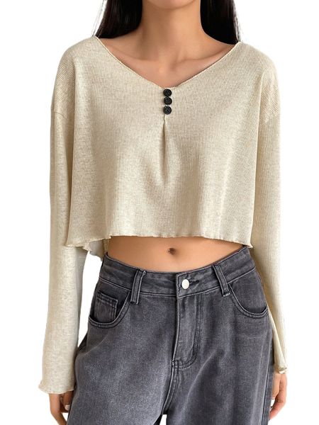 

dazy button detail drop shoulder tee b62u#, White