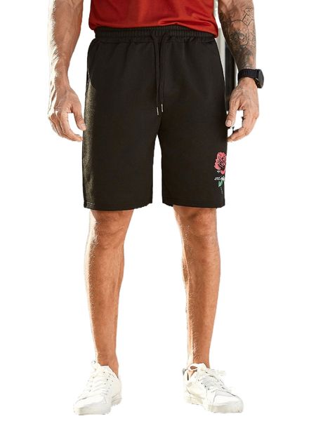 

men floral & letter graphic shorts 48wy#, White;black