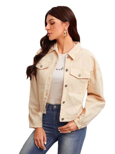 

flap pocket drop shoulder jacket o83k#, Black;brown