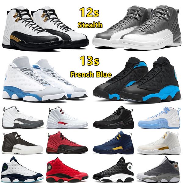 

12 13 mens basketball shoes stealth royalty taxi wings michigan university blue dark grey game royal court purple bred obsidian 12s 13s