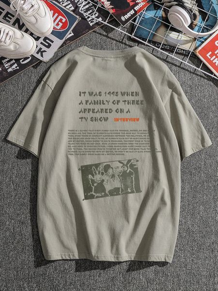 

men slogan and cartoon graphic tee z6dd#, White;black