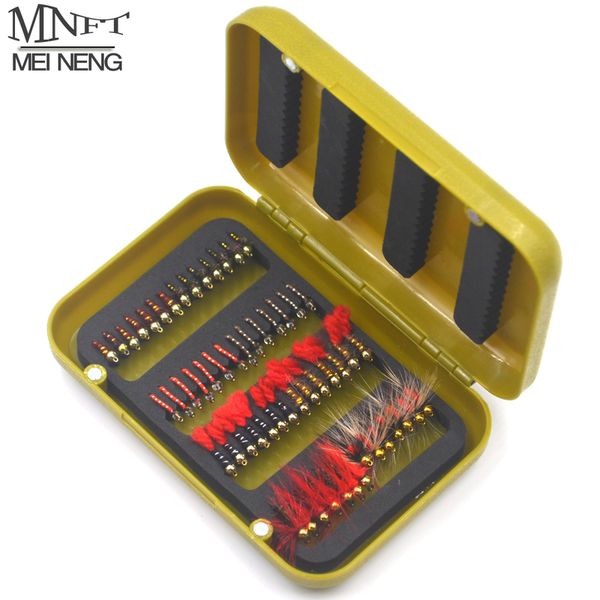 

mnft 56 40pcs beads head fly fishing flies set dry with a box artificial nymph bait trout bass blue gill flie combo 220721