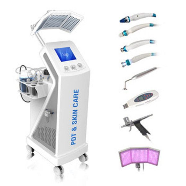 Profesyonel 8 In 1 Microdermabrazyon Güzellik Oksijen Jet Yüz Makinesi PDT Akne Terapisi Hidrodermabrazyon LED Işık Fotodinamik Terapi