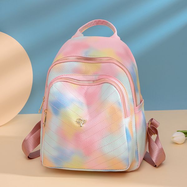 

large pu glossy backpack two-tone tie-dye summer waterproof wearproof valise japan and korea style baby girls shopping bag party