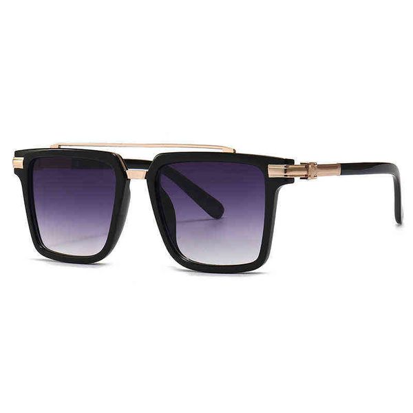 

sun glass new fashion men's and women's large frame square double beam sunglasses modern sunglasses, White;black